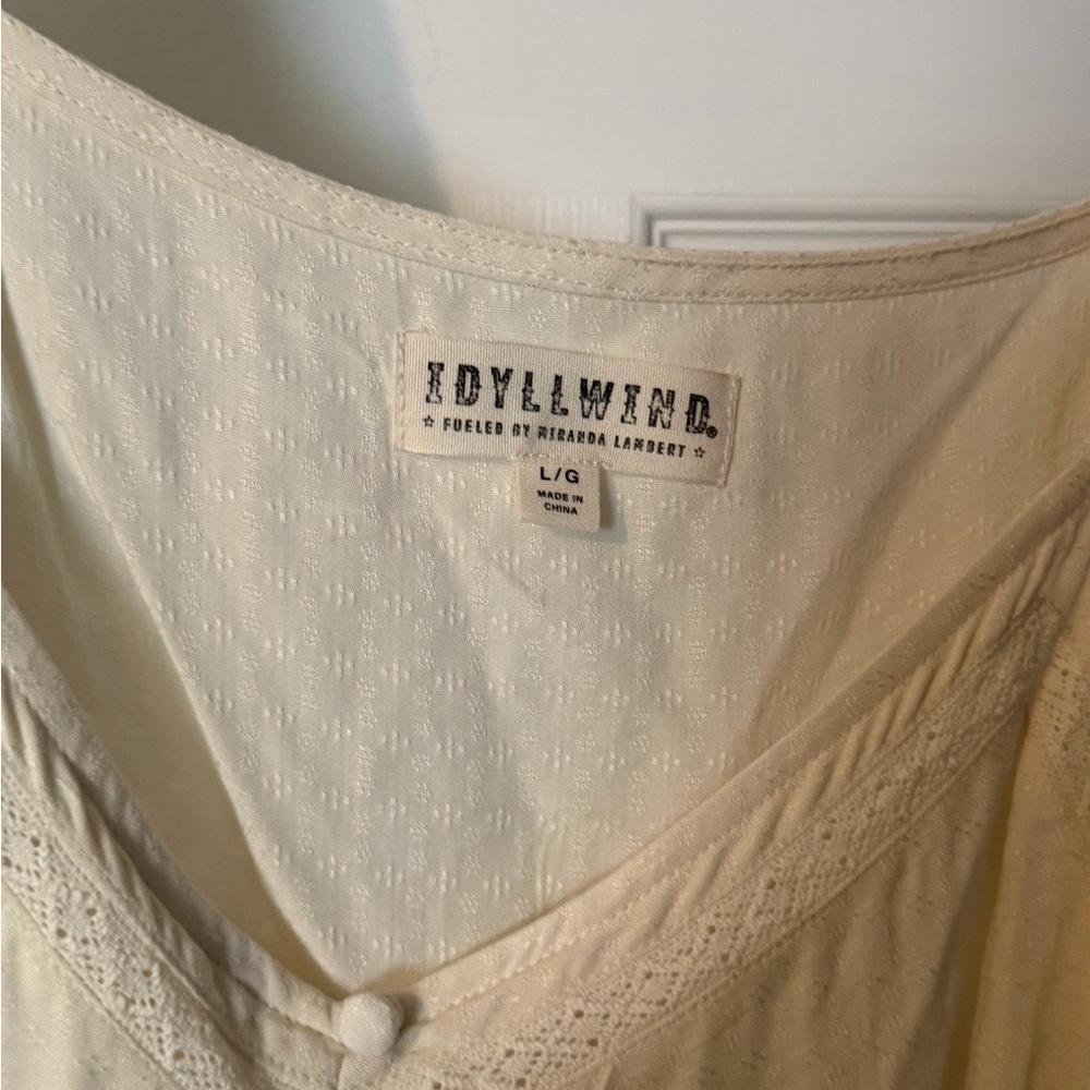 Cream Button-Front Women’s Tie-Hem Top - Picture 4 of 4